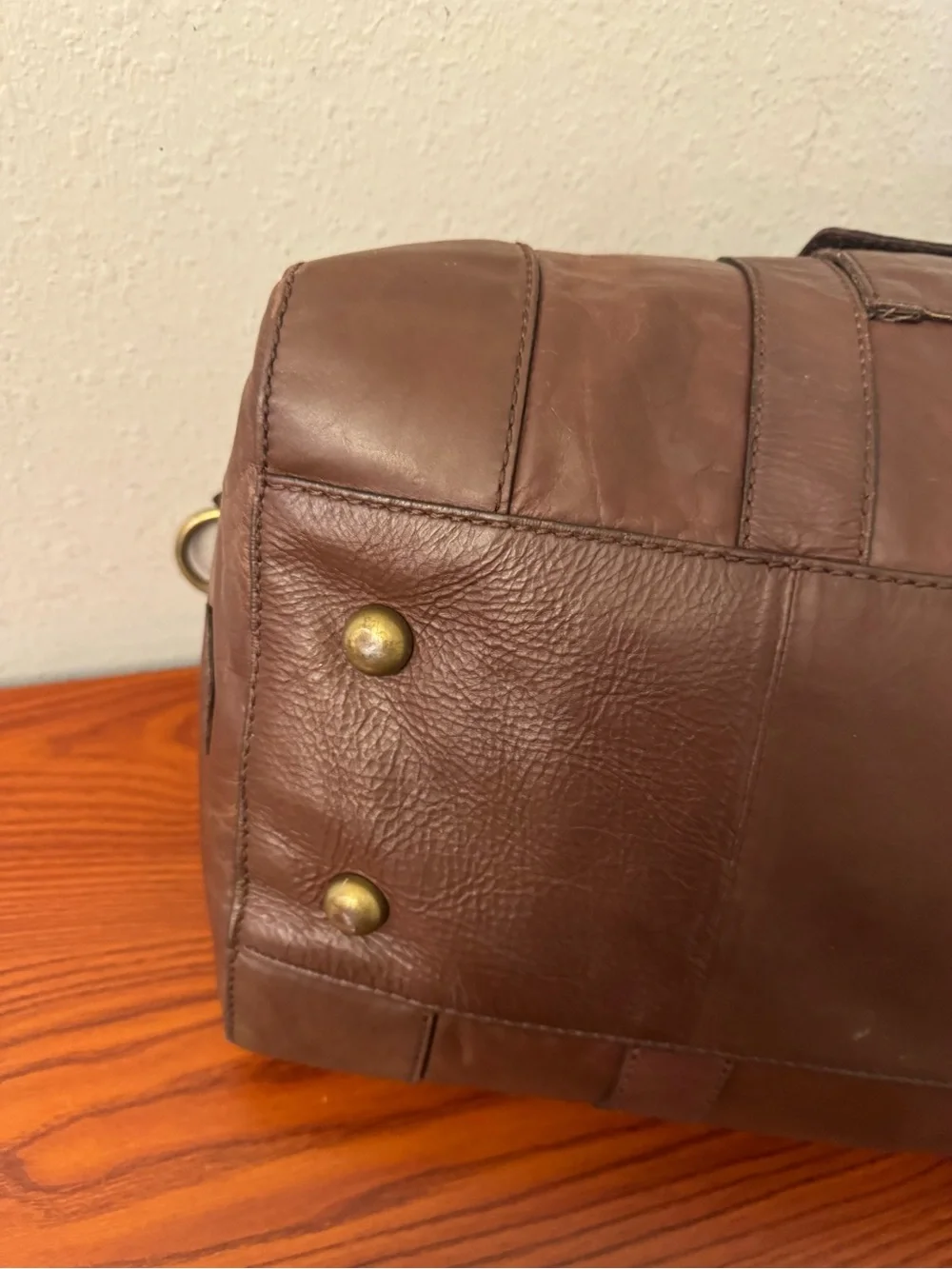 Fossil Brown Leather Duffel Bag